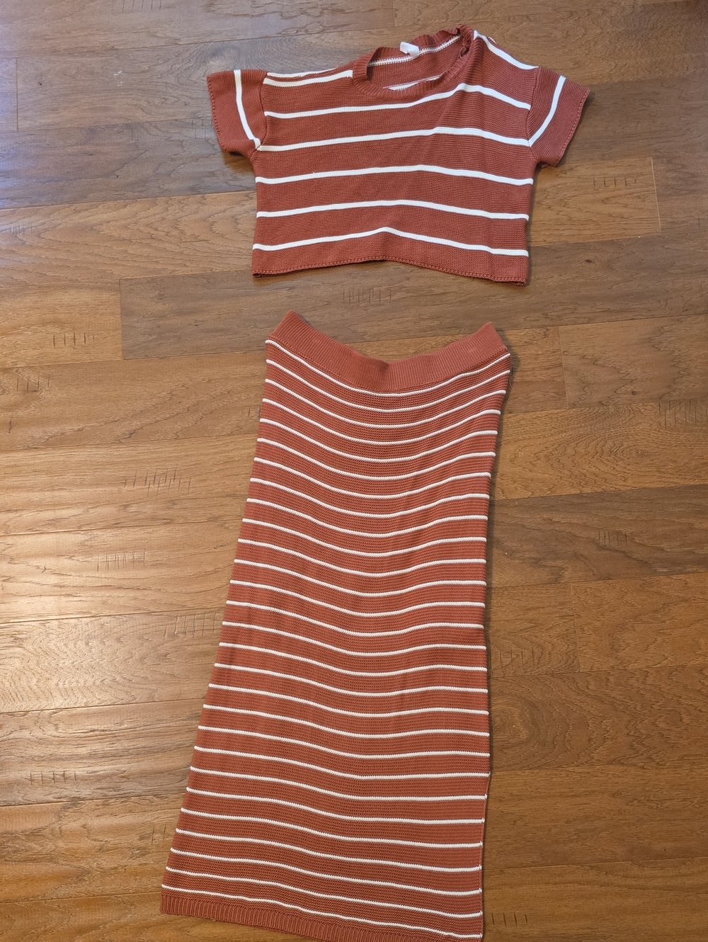 Wishlist Rust and White Striped Knit Maxi Skirt